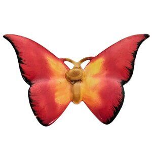 Original By Robert Butterfly Brooch Orange Yellow Enamel Pin, Signed